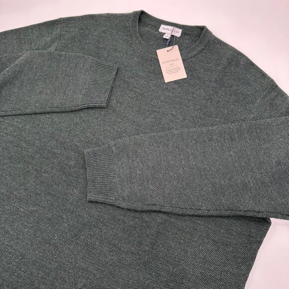 Peter Millar Men's Autumn Crest Honeycomb Crewneck Sweater Size Large Green